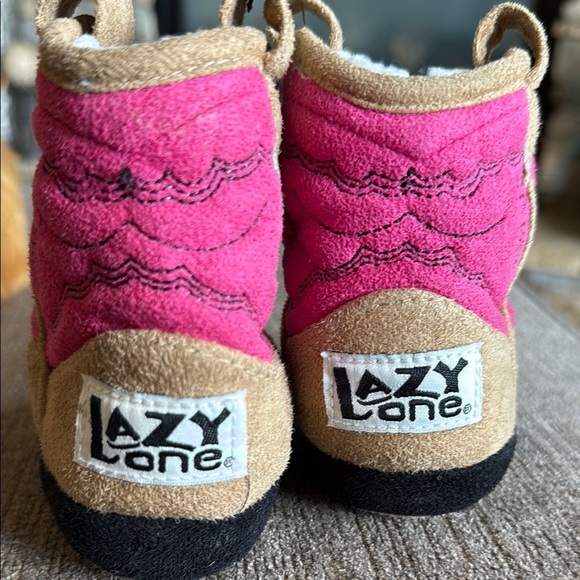 Cozy Pink and Tan Baby Boots Slippers, XS - Picture 2 of 13